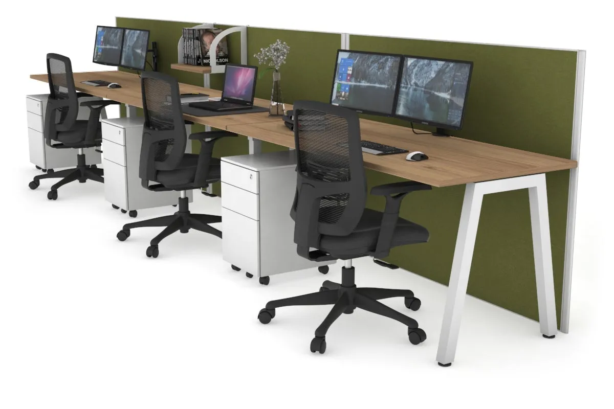 Horizon Quadro 3 Person Run A Legs Office Workstation [1400L x 700W]