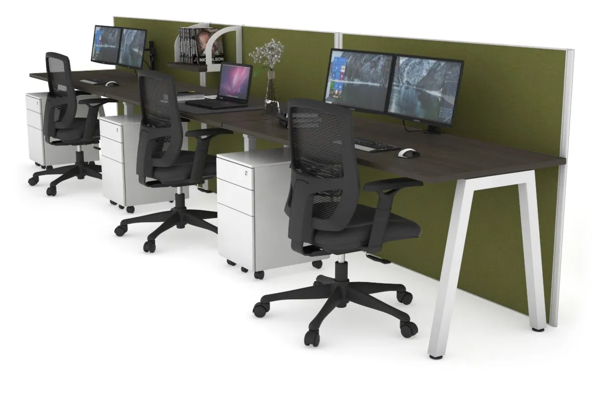 Horizon Quadro 3 Person Run A Legs Office Workstation [1400L x 700W]