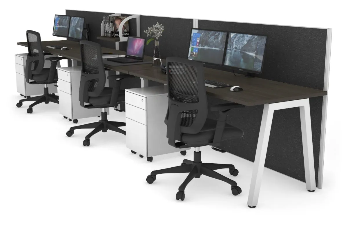 Horizon Quadro 3 Person Run A Legs Office Workstation [1400L x 700W]