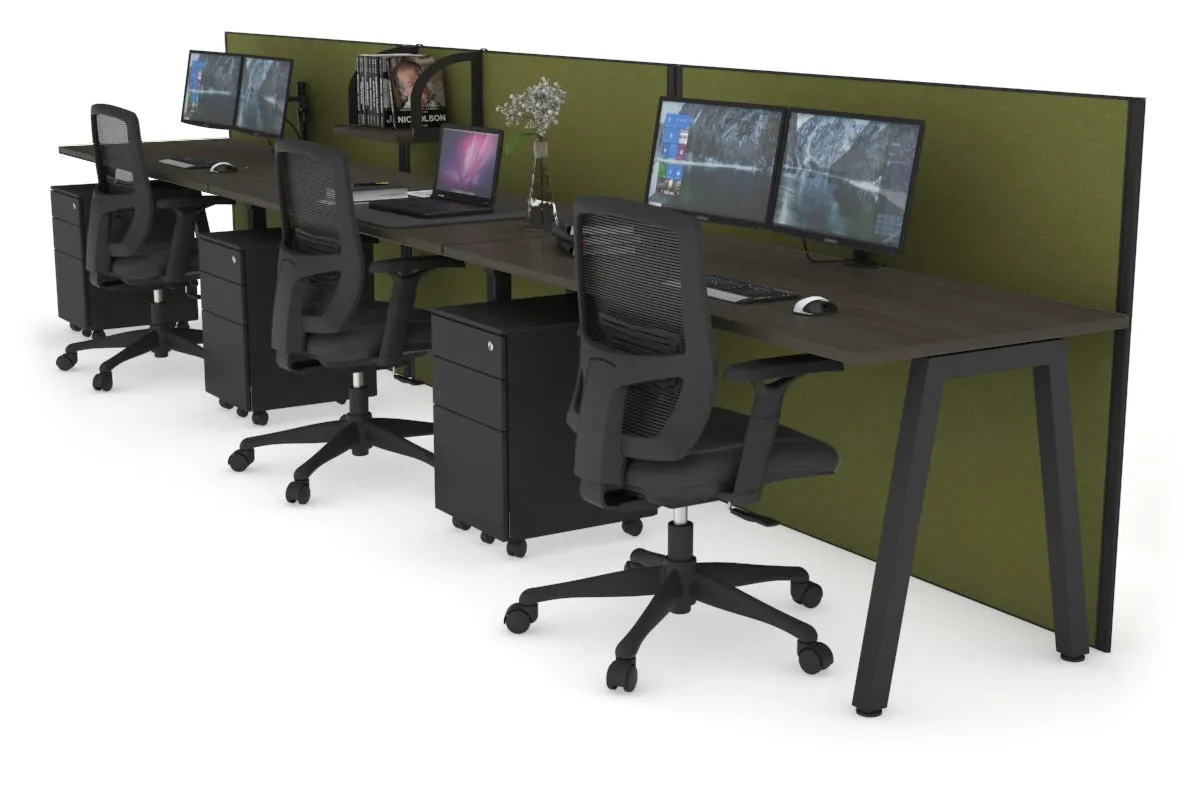 Horizon Quadro 3 Person Run A Legs Office Workstation [1400L x 700W]