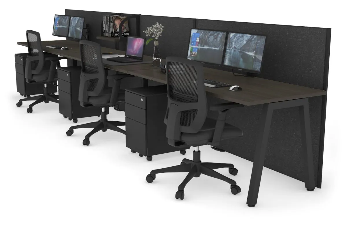 Horizon Quadro 3 Person Run A Legs Office Workstation [1400L x 700W]