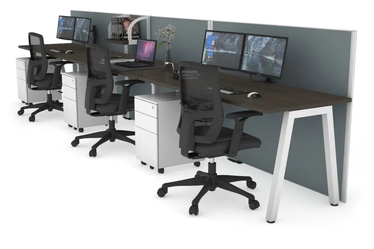 Horizon Quadro 3 Person Run A Legs Office Workstation [1400L x 700W]