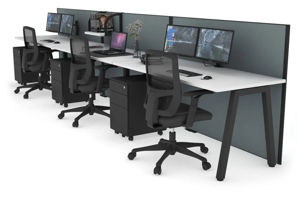 Horizon Quadro 3 Person Run A Legs Office Workstation [1400L x 700W]