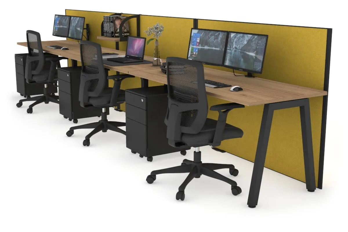 Horizon Quadro 3 Person Run A Legs Office Workstation [1400L x 700W]