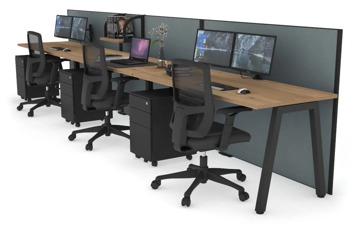 Horizon Quadro 3 Person Run A Legs Office Workstation [1400L x 700W]