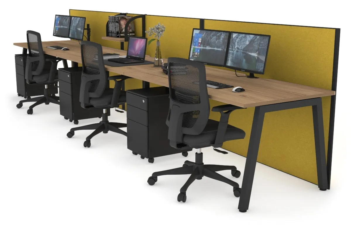 Horizon Quadro 3 Person Run A Legs Office Workstation [1400L x 800W with Cable Scallop]