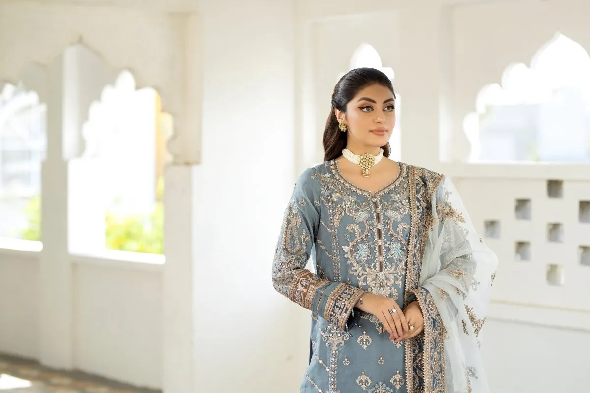 Imrozia Embellished Organza Pakistani Party Wear Suit Khushboo IMR200