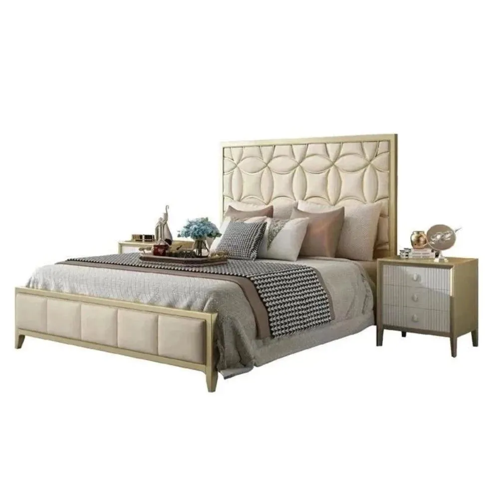 Infinity Upholstered Bed In Beige Suede