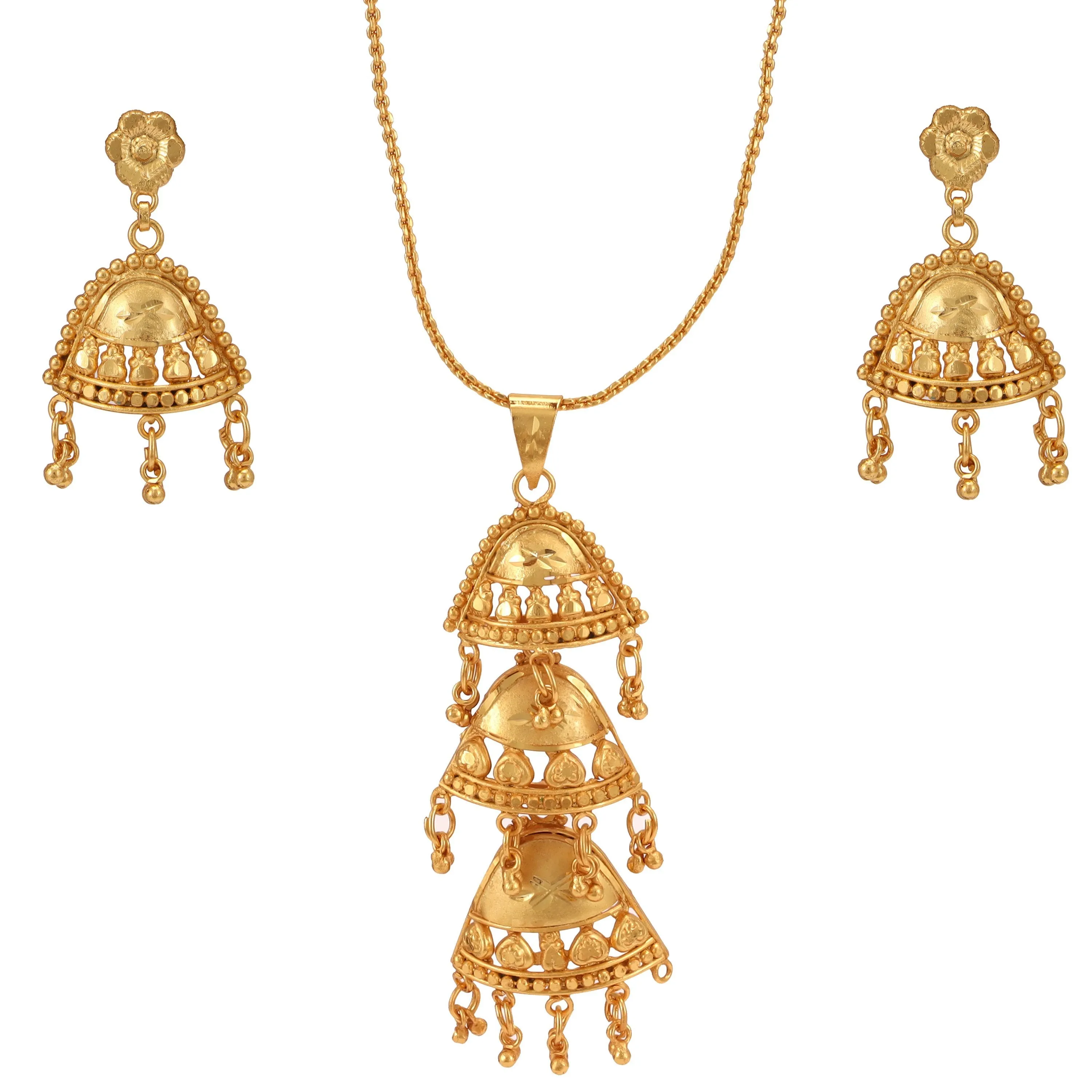 Kulo (3 steps) Pendant With Chain And Matching Earrings