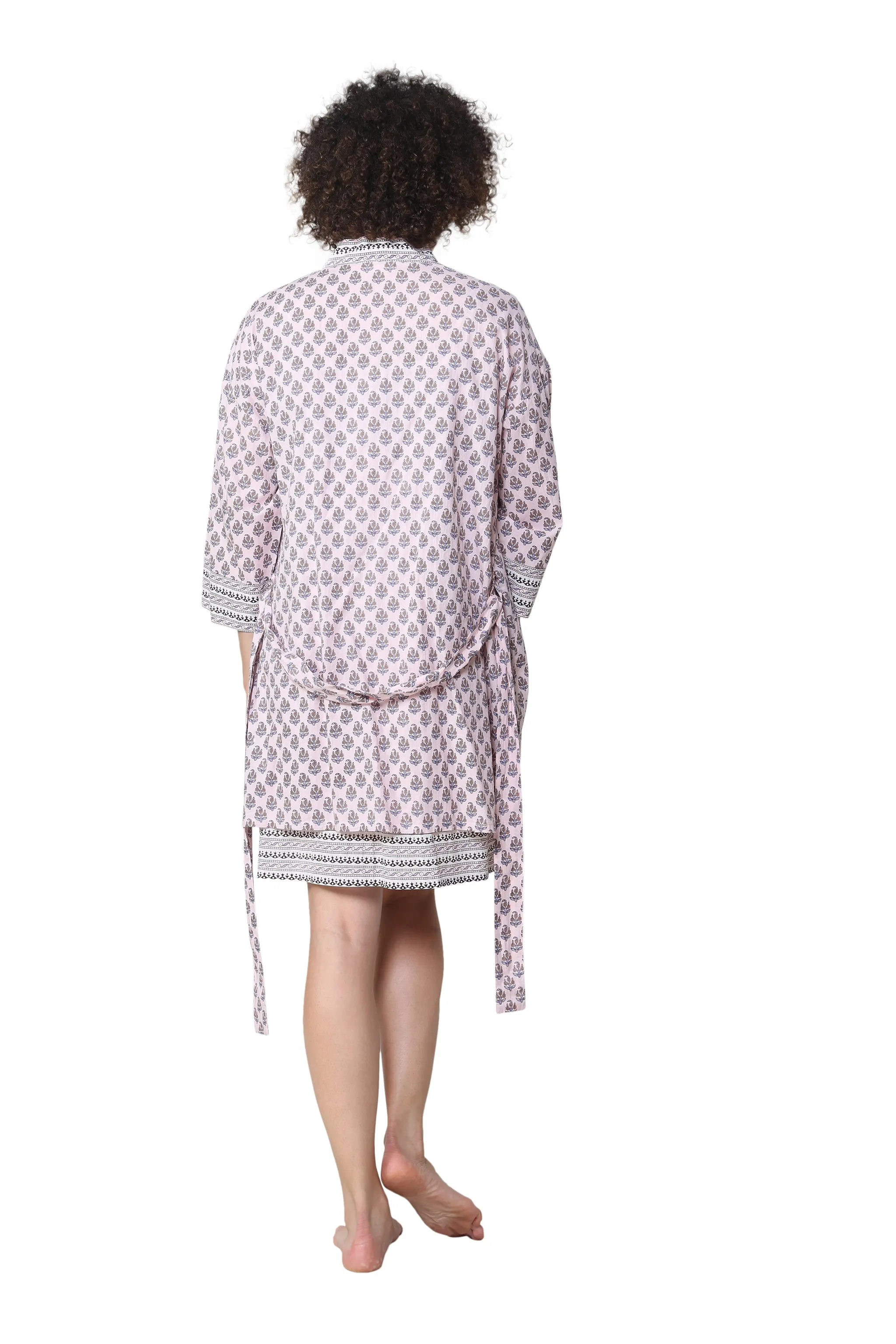 La Cera 100% Cotton Short Kimono Wrap