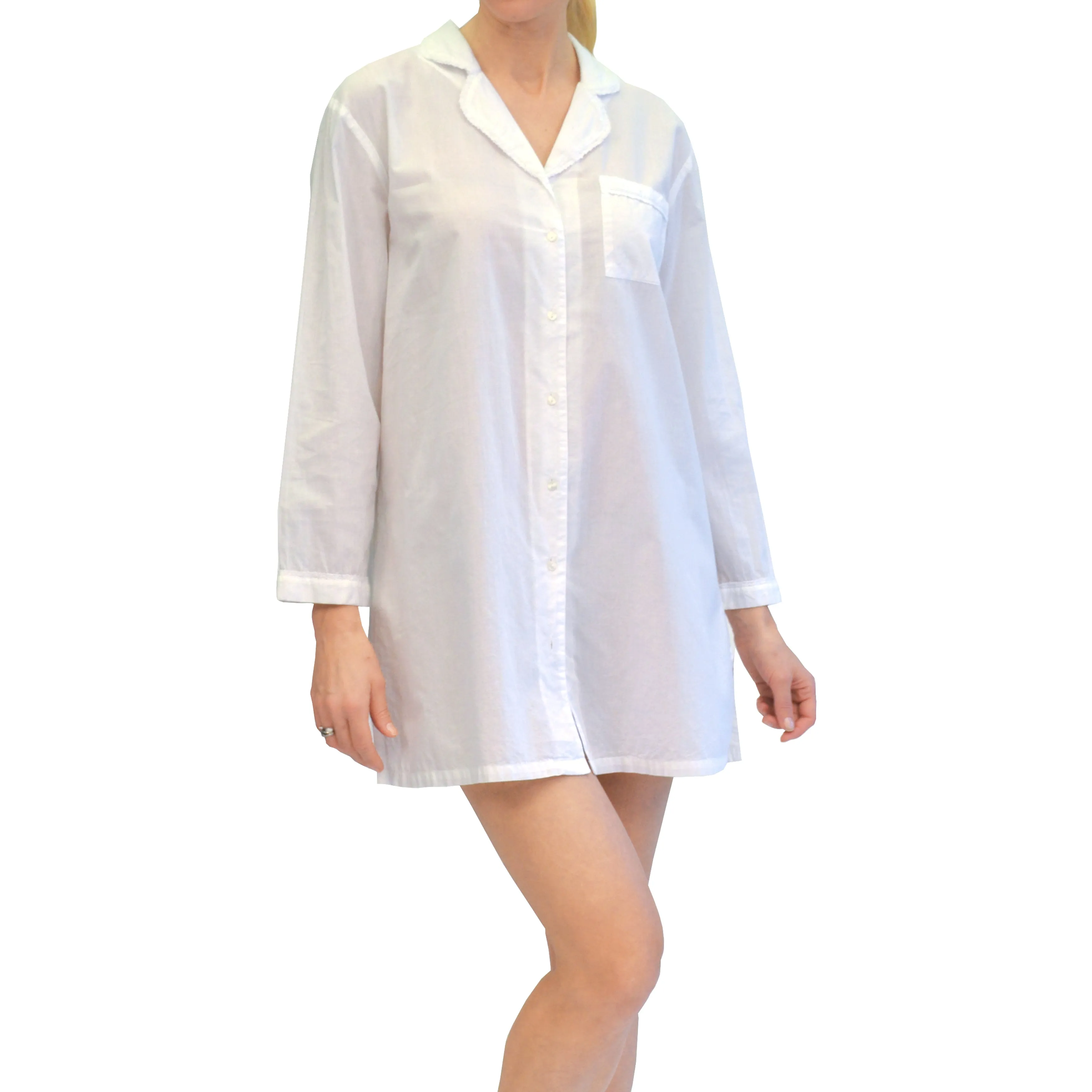 La Cera Plus Size Long Sleeve Cotton Nightshirt