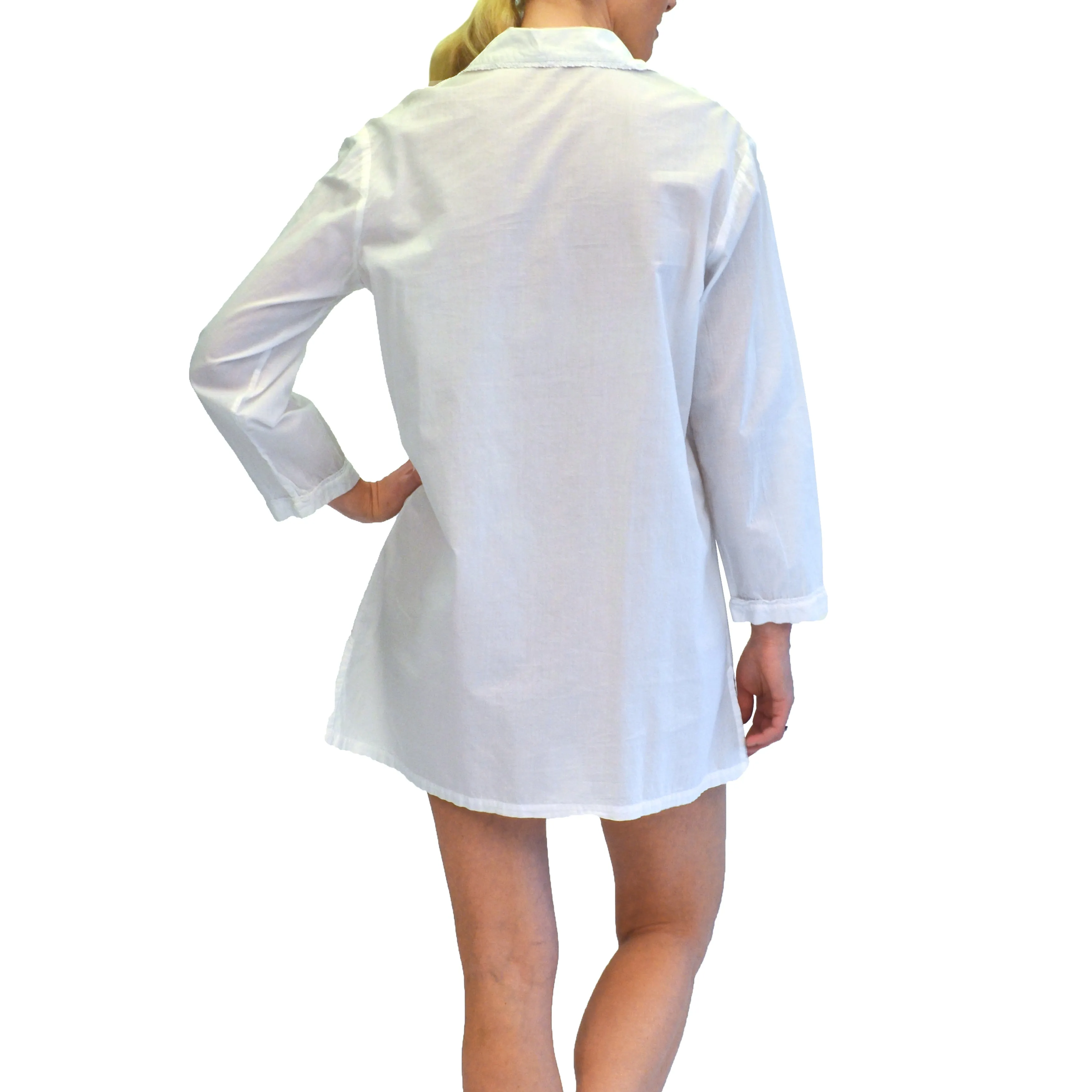 La Cera Plus Size Long Sleeve Cotton Nightshirt