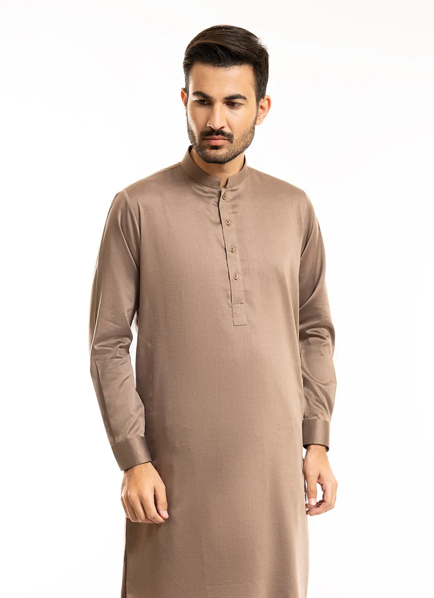 Light Brown Bird Eye Yarn Dyed Textured Shalwar Kameez