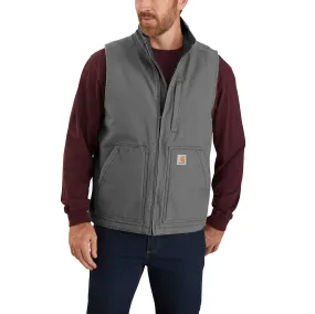 Loose Fit Washed Duck Sherpa-Lined Mock-Neck Vest