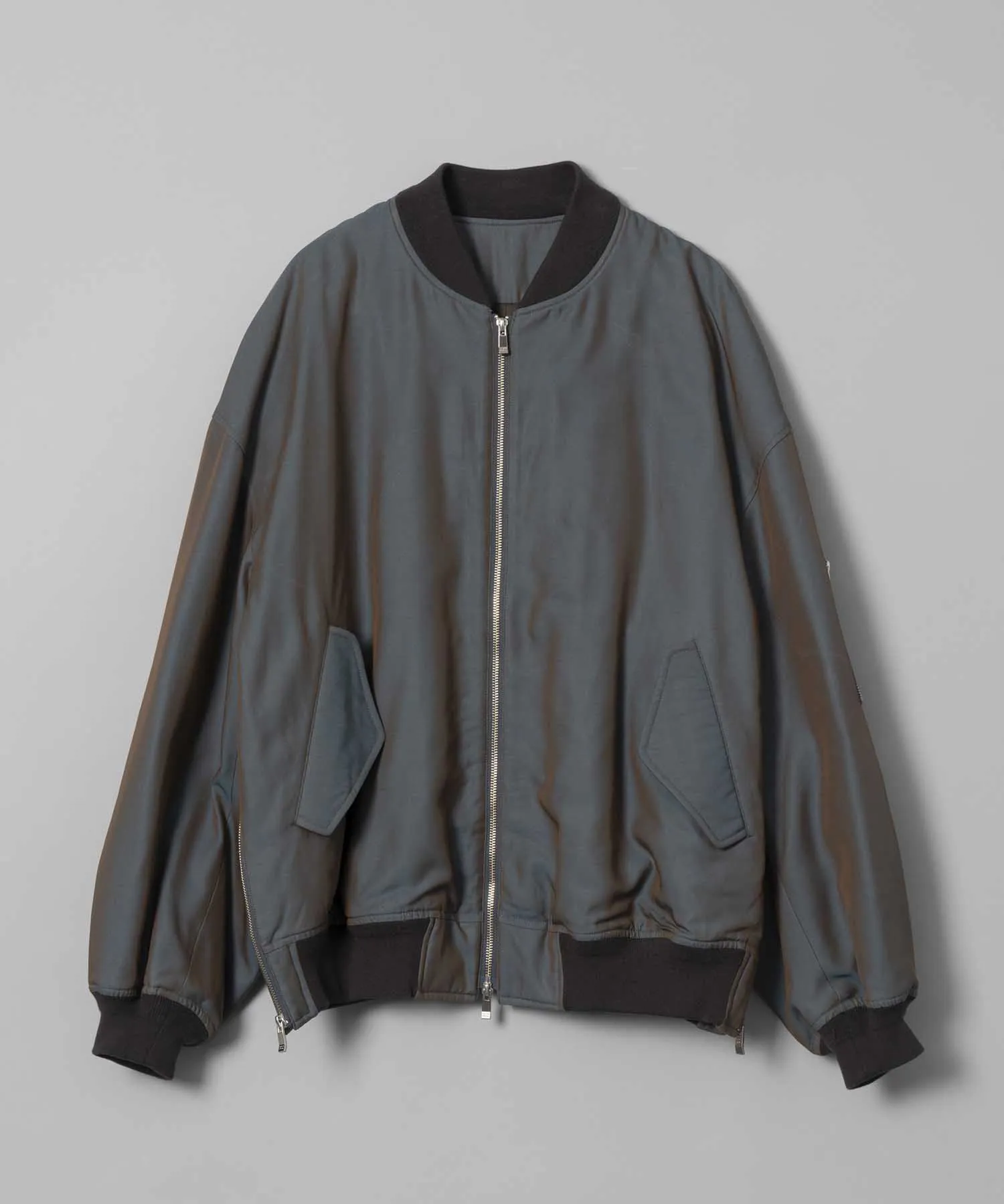 Lyocell Twill Chambray Prime-Over MA-1 Bomber Jacket