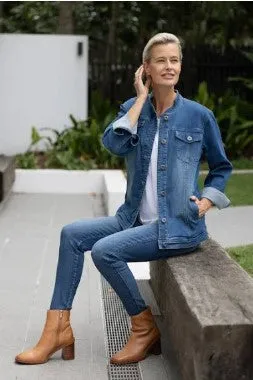 Mandarin collar jean jacket