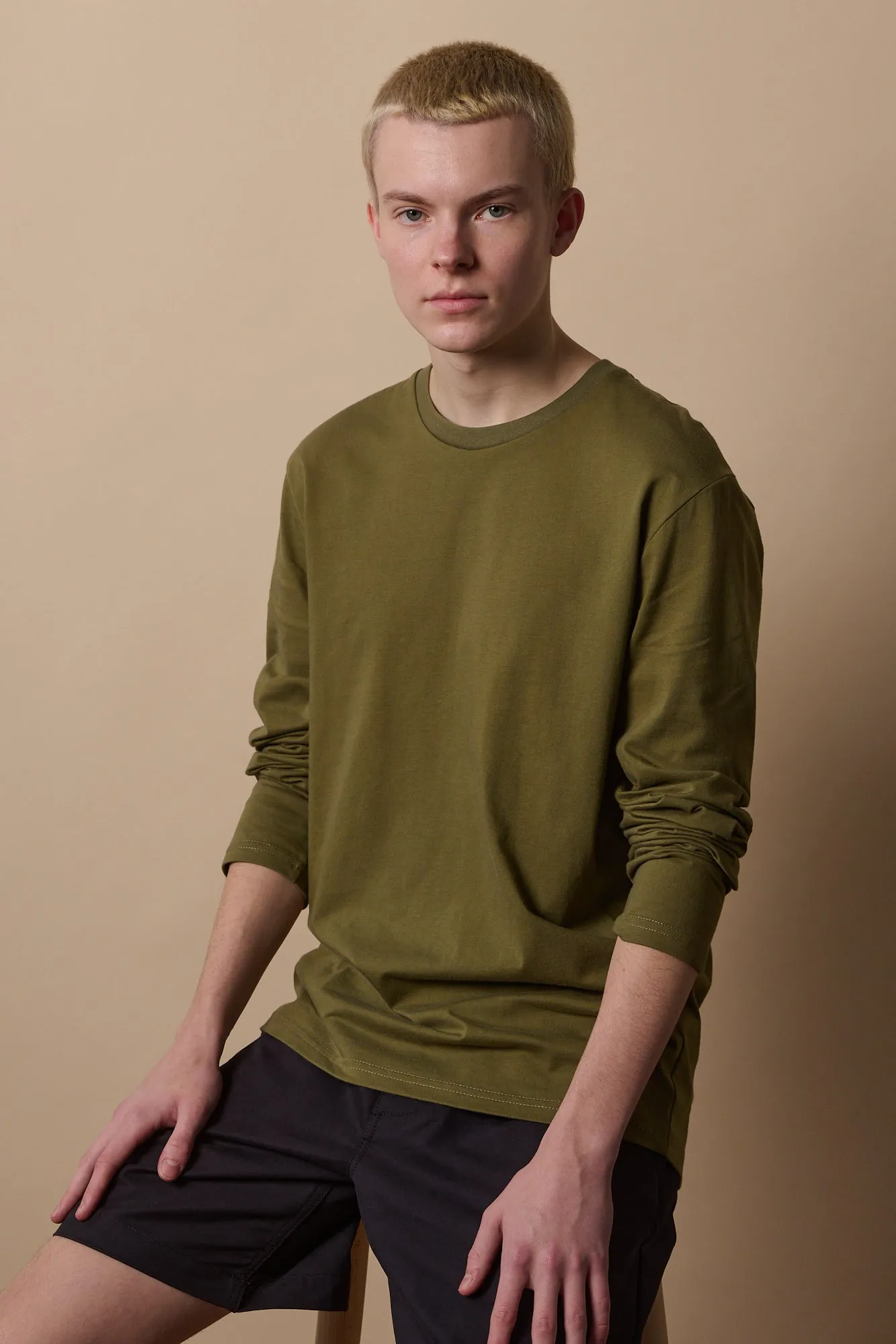 Men's Long Sleeve T Shirt - Olive