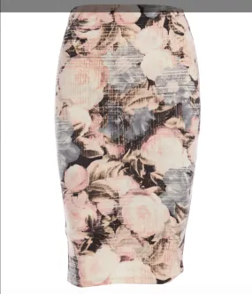 Pencil Power Skirt - Rose Print