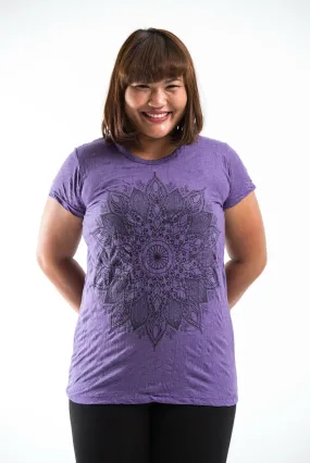 Plus Size Sure Design Women's Lotus Mandala T-Shirt Purple