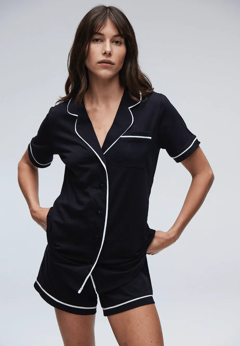 Portsea Short Sleeved PJ Set Black