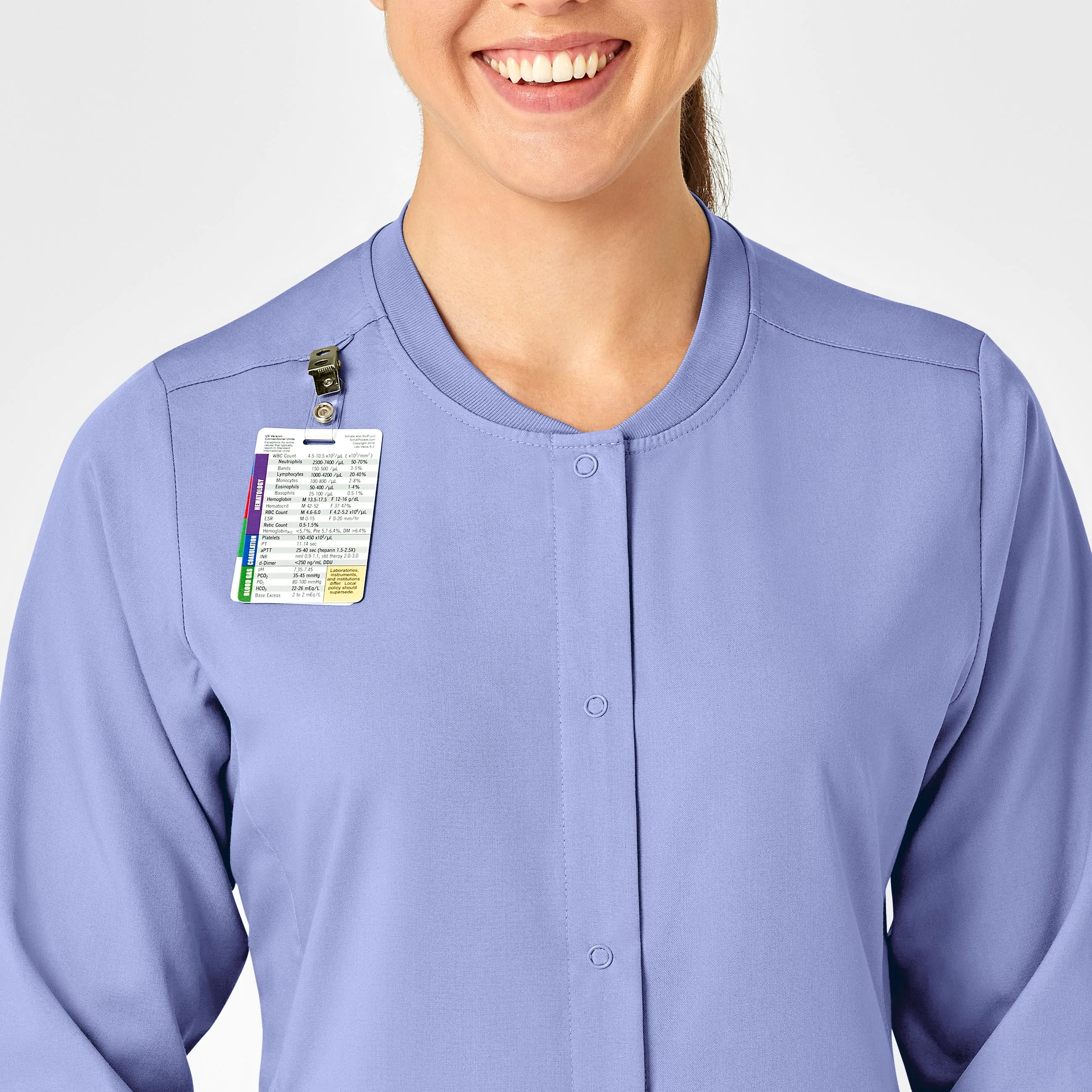 PRO Women's Snap Front Scrub Jacket - Ceil Blue