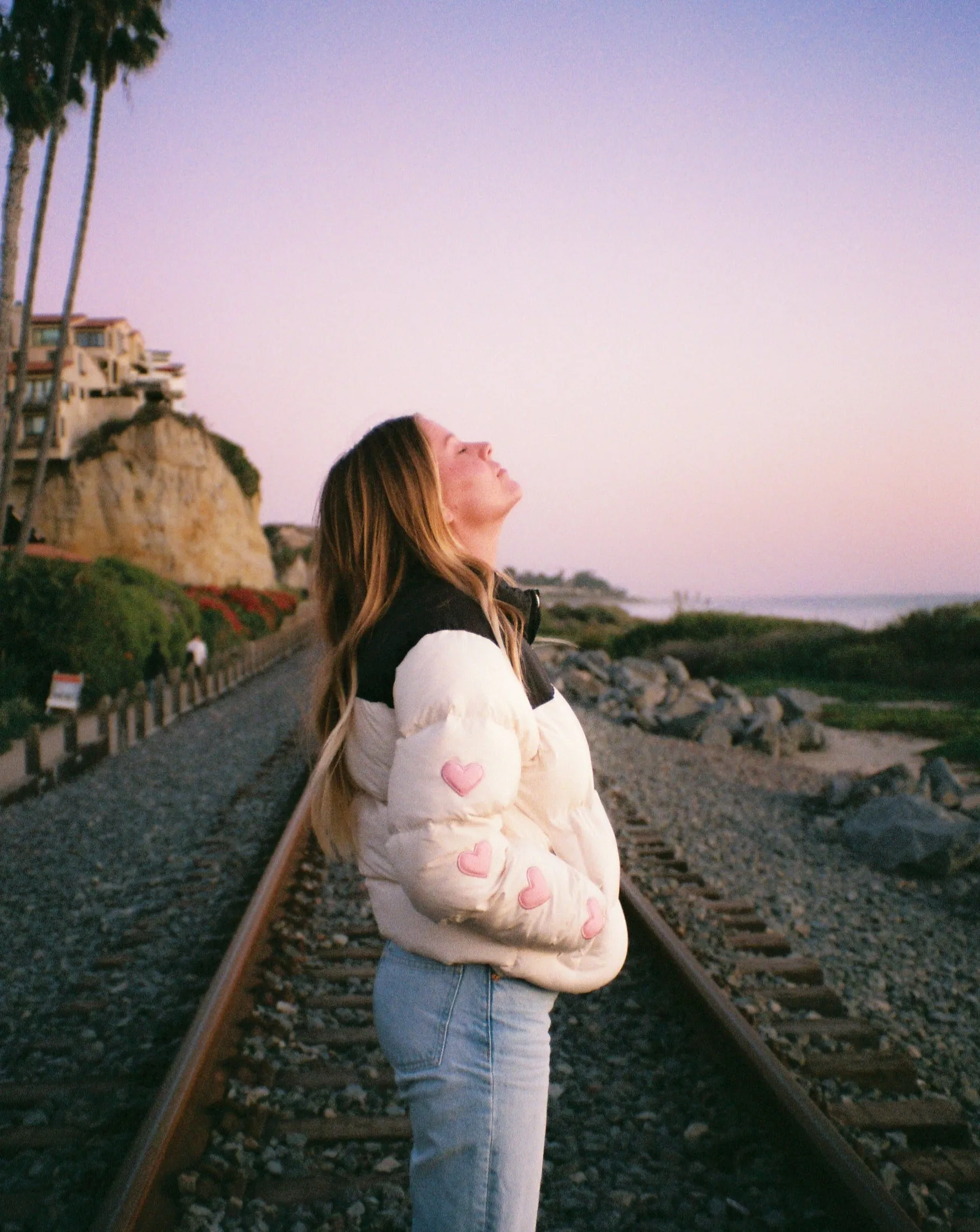 "Heart on My Sleeve" Puffer Jacket in Cream