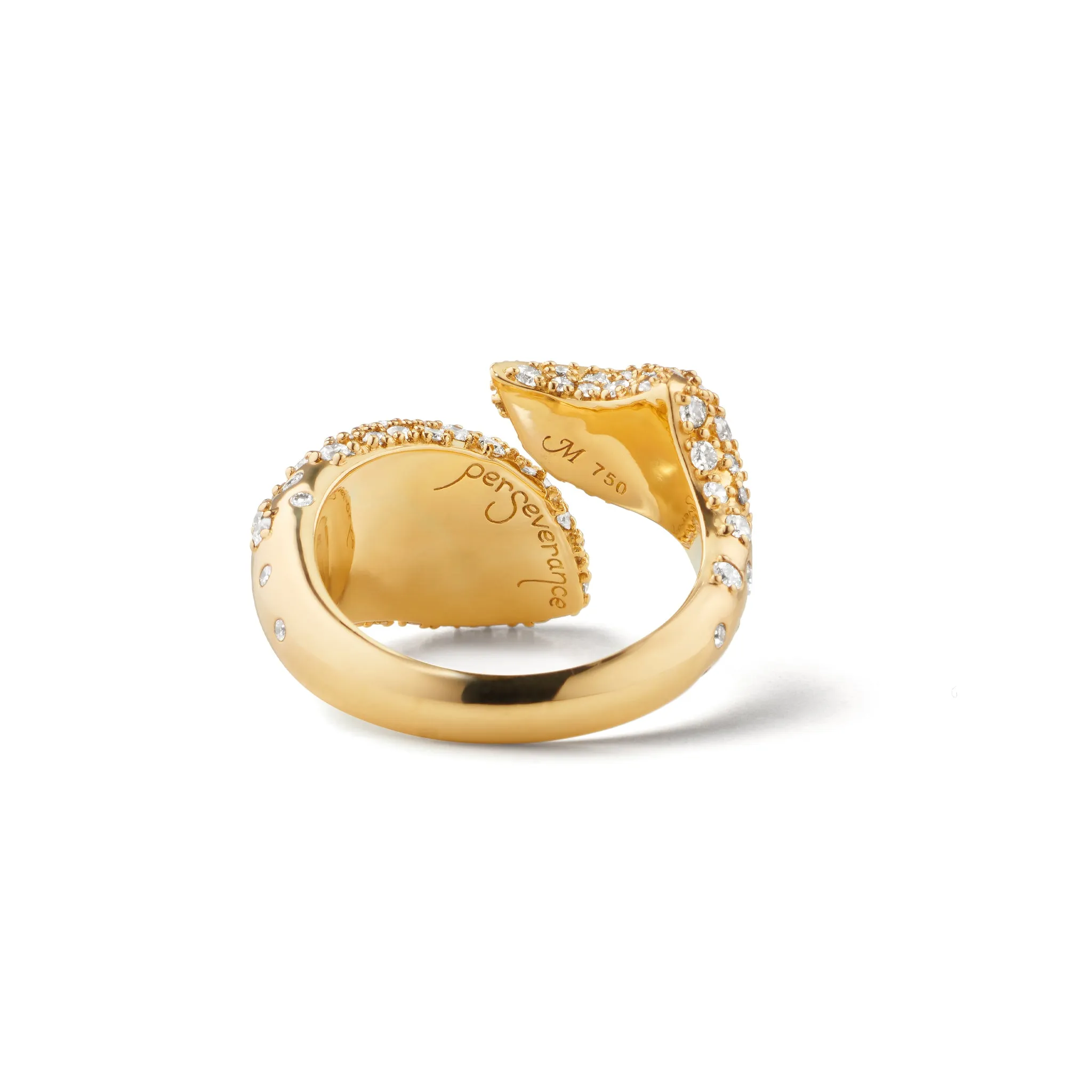 "Perseverance" Fish Pave Diamond 18K Ring