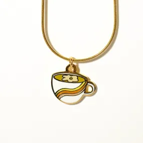 Rainbow Daisy Coffee Latte Charm Necklace