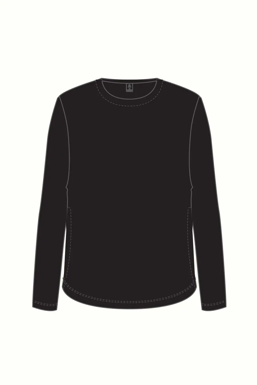 Ruched Long Sleeve Top - Black