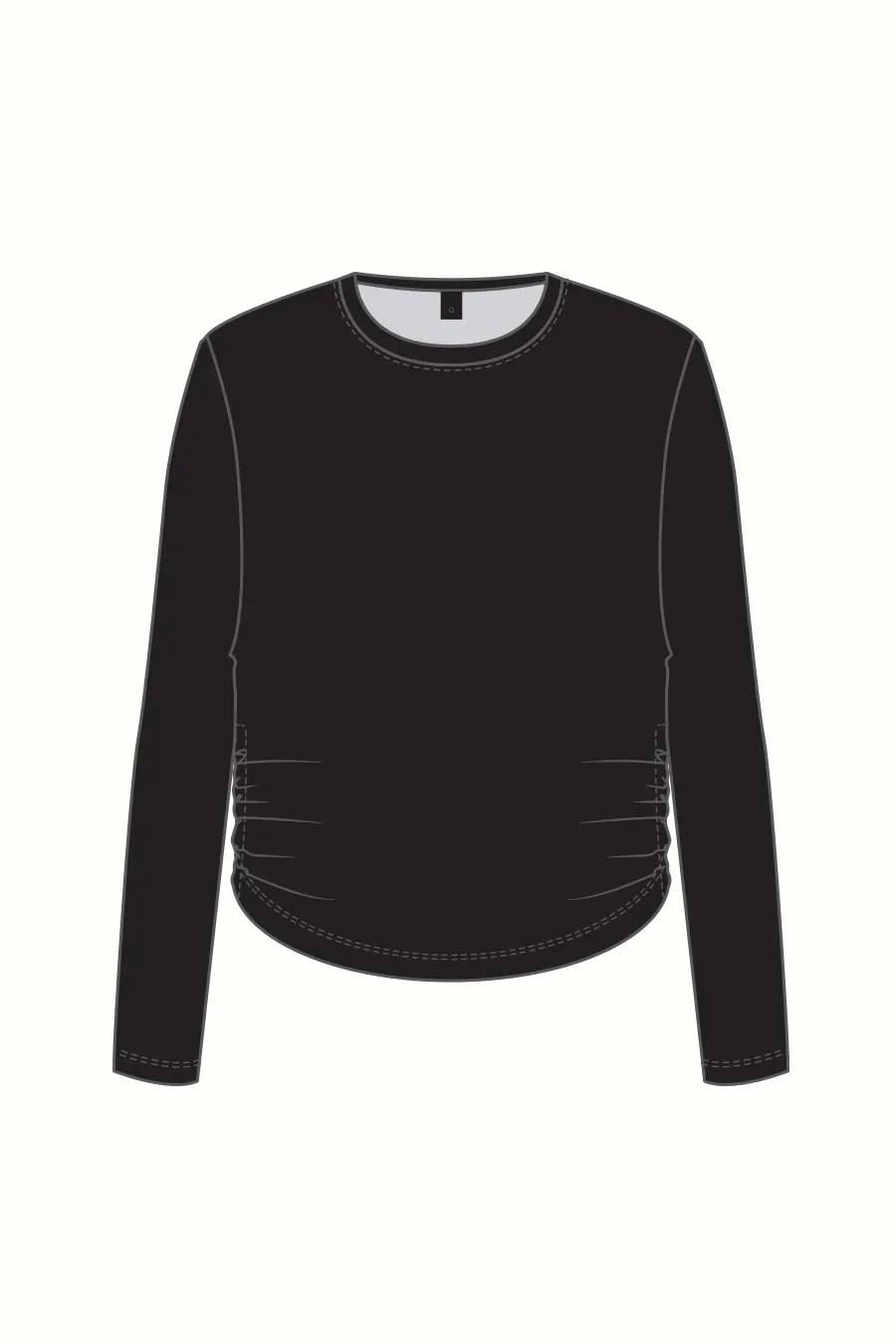 Ruched Long Sleeve Top - Black