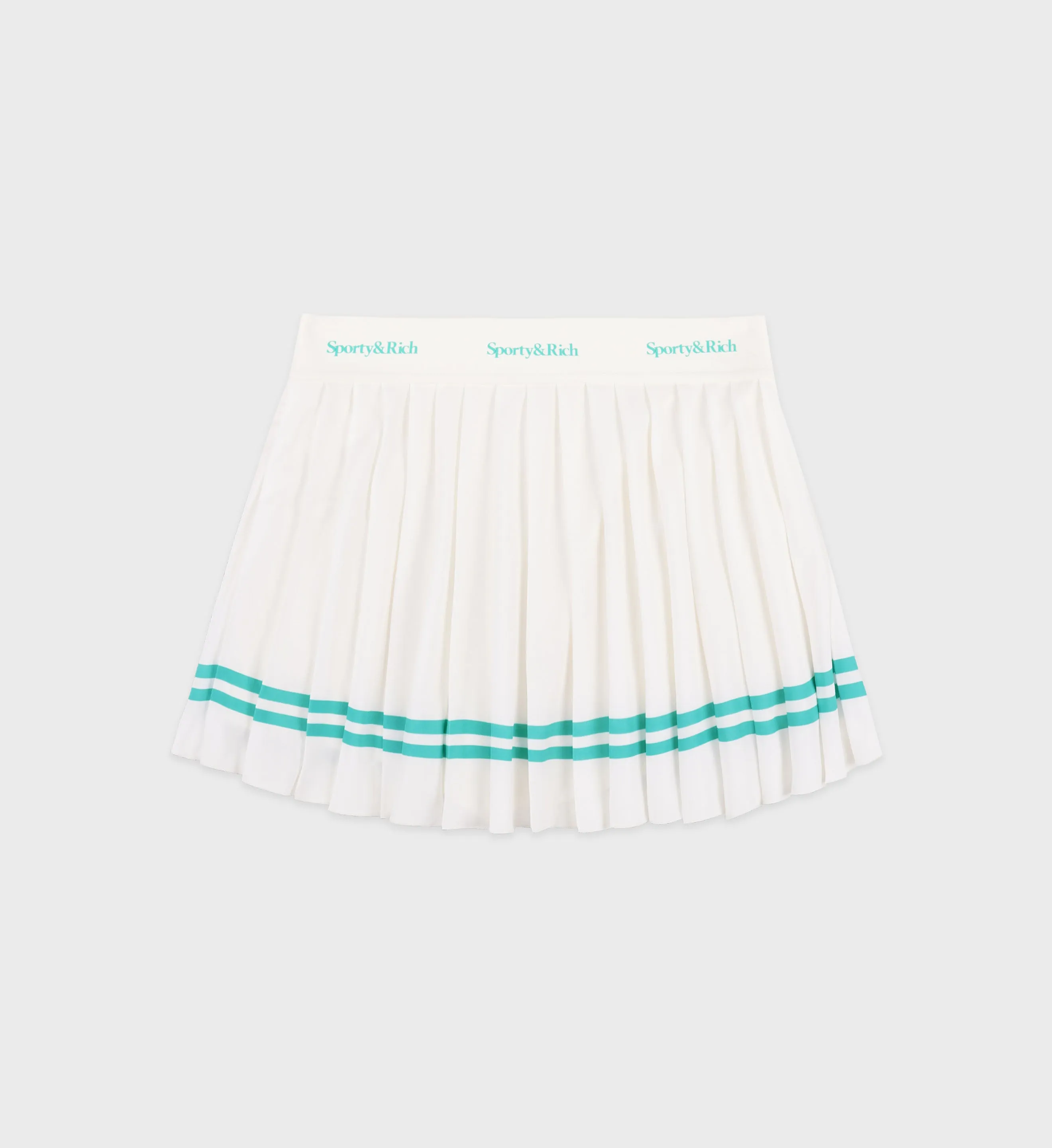 Serif Logo Pleated Skirt - Coconut/Caribbean