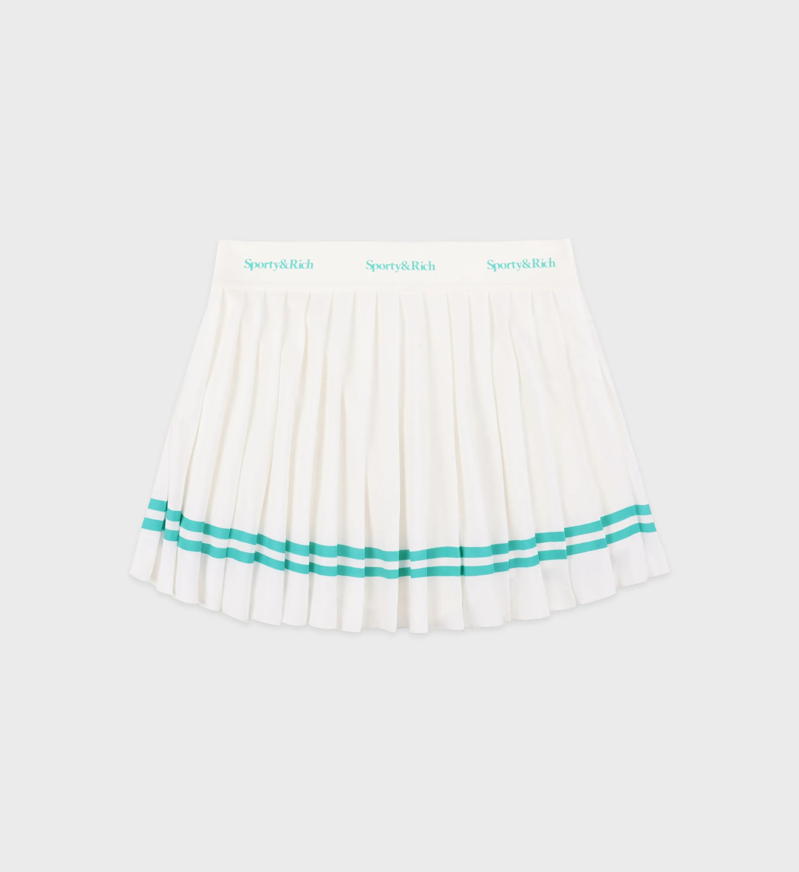 Serif Logo Pleated Skirt - Coconut/Caribbean