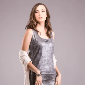 Short Tank Top, Silver Reflection Knit