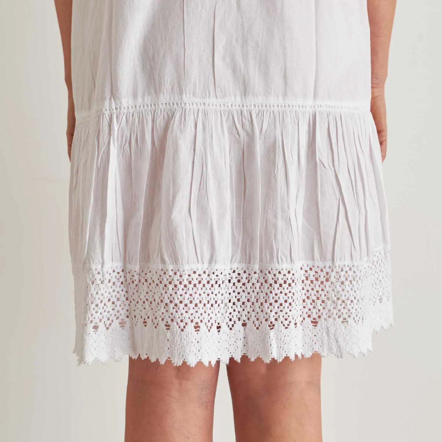 Somers White Cotton Embroidered Slip