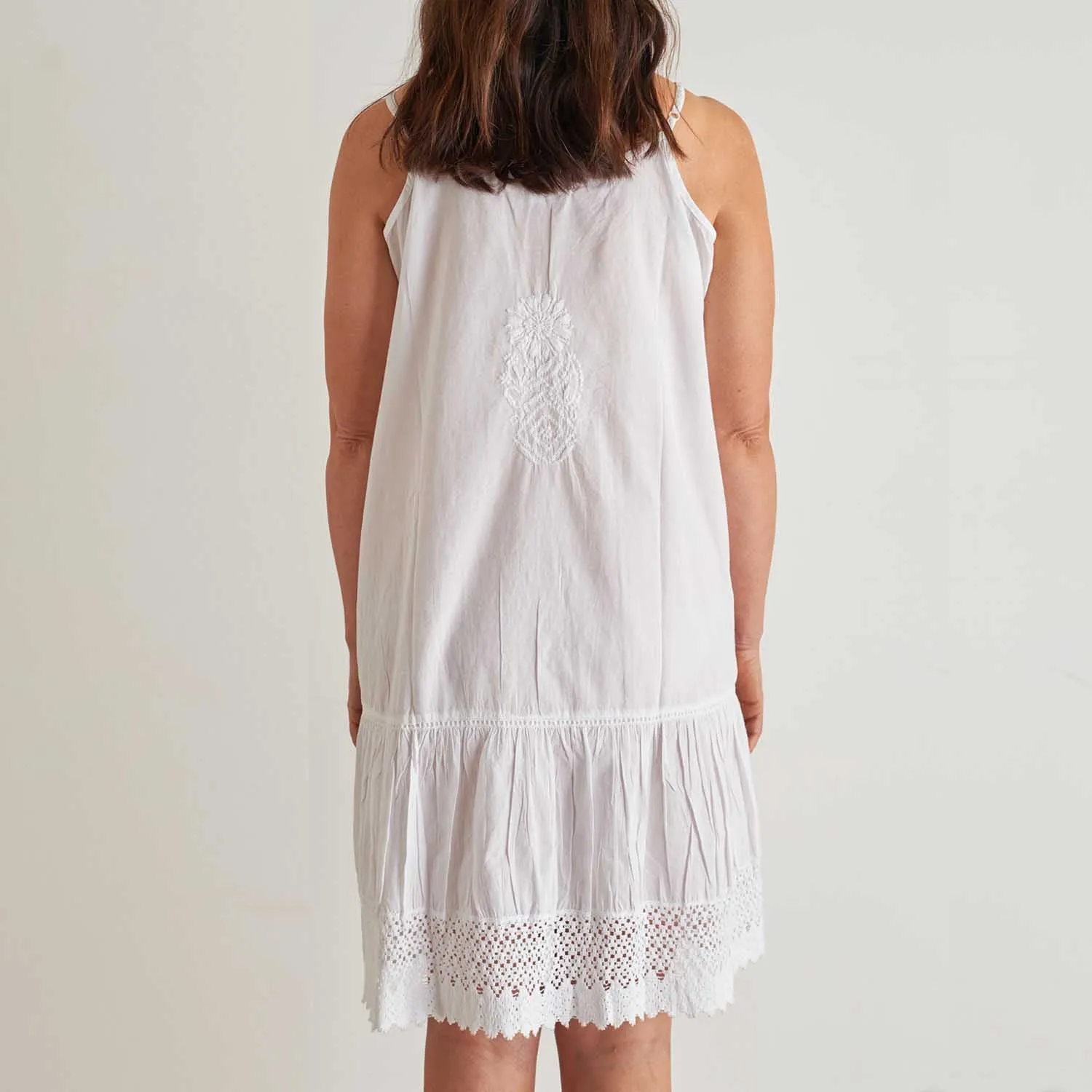 Somers White Cotton Embroidered Slip