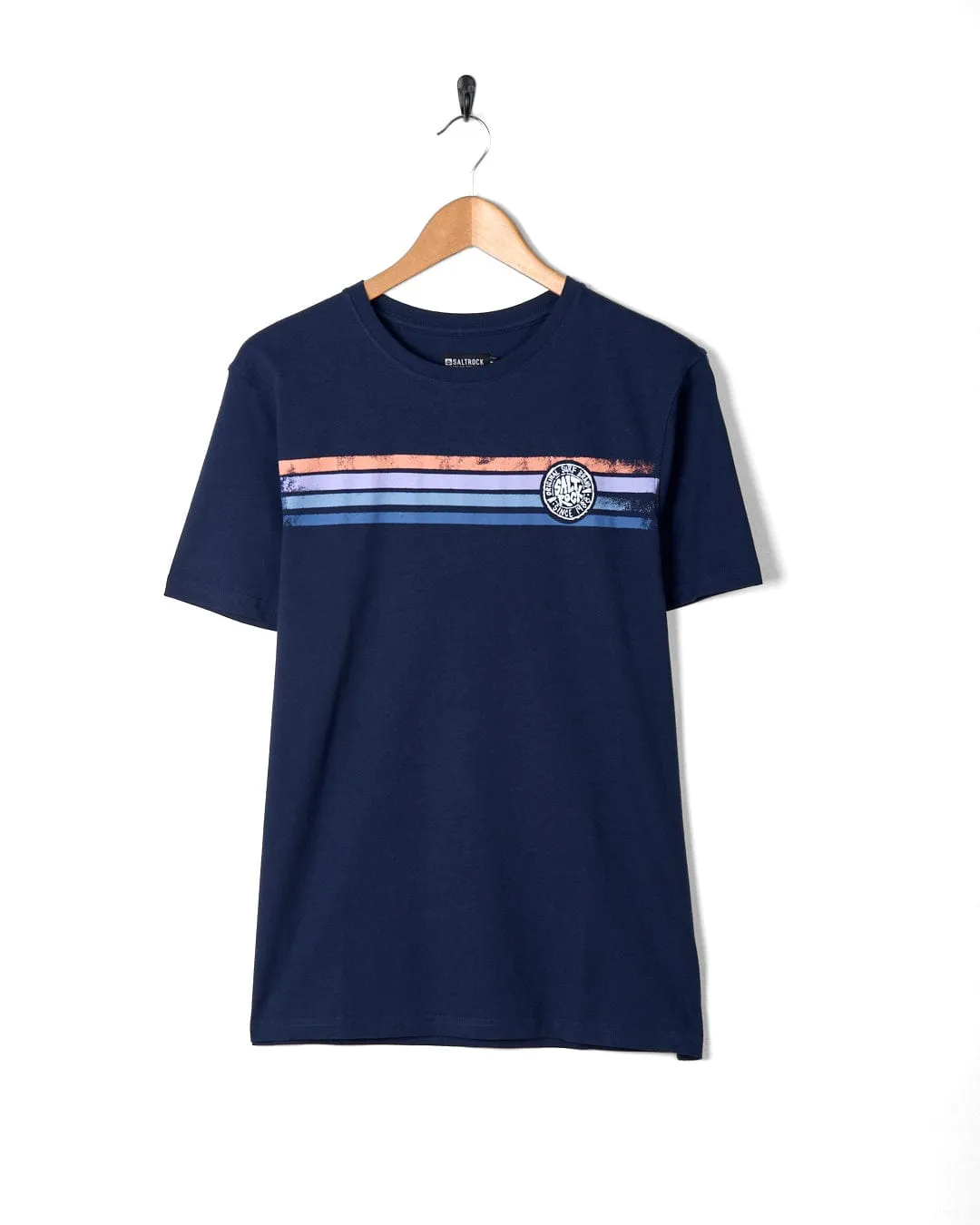 Spray Stripe - Mens Short Sleeve T-Shirt - Blue