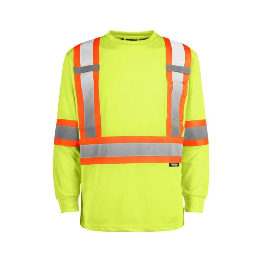 Terra Hi Vis Long Sleeve Work Shirt 116525yl - Yellow