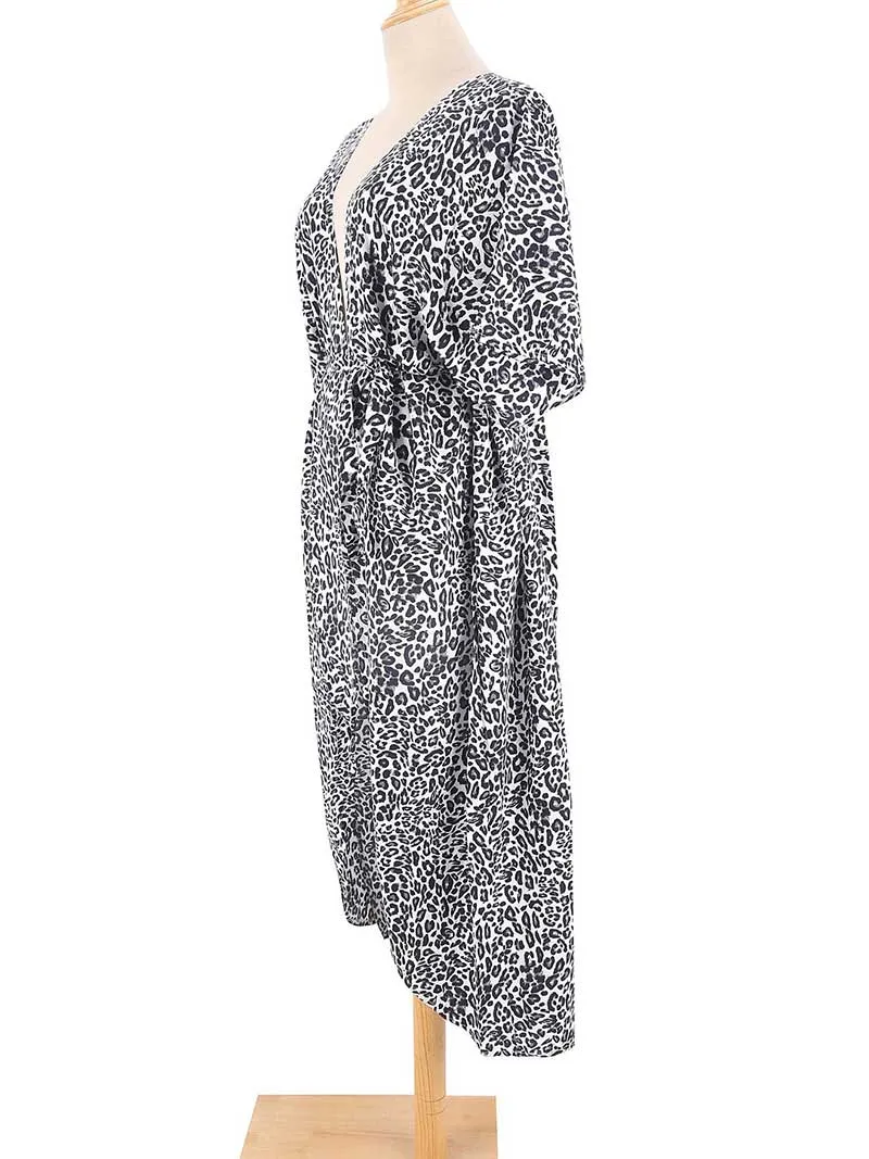 Tie-Dye Print Different Colors Rayon Long Length Gown Kimono Duster Robe