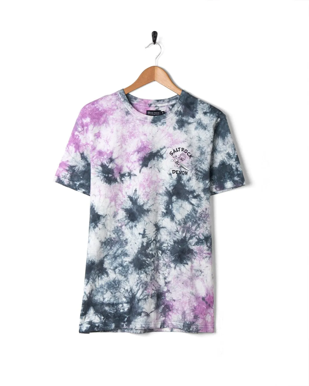 Wave Rider Devon - Mens Short Sleeve T-Shirt - Tie Dye Pink/Grey