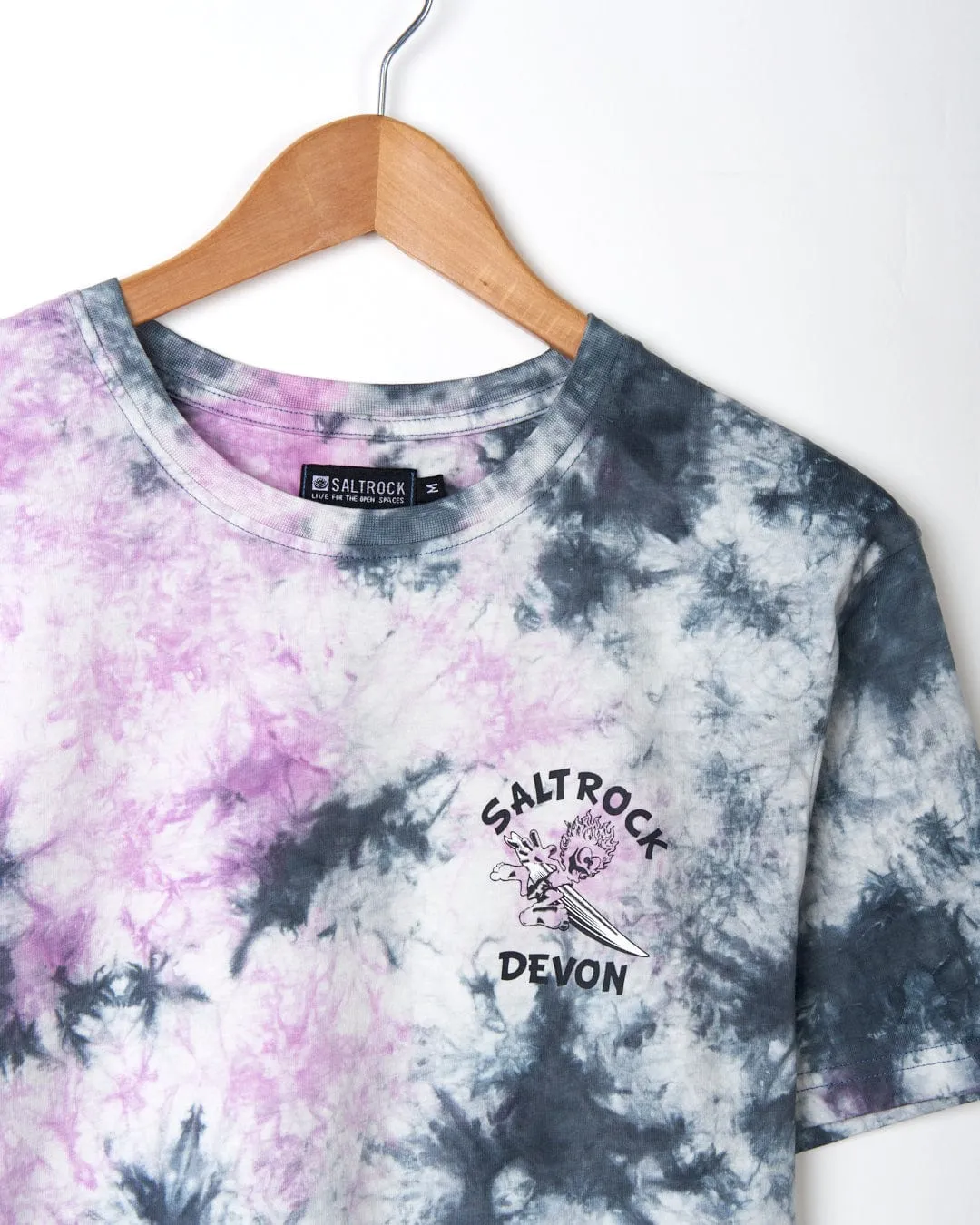 Wave Rider Devon - Mens Short Sleeve T-Shirt - Tie Dye Pink/Grey