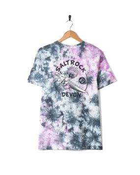 Wave Rider Devon - Mens Short Sleeve T-Shirt - Tie Dye Pink/Grey