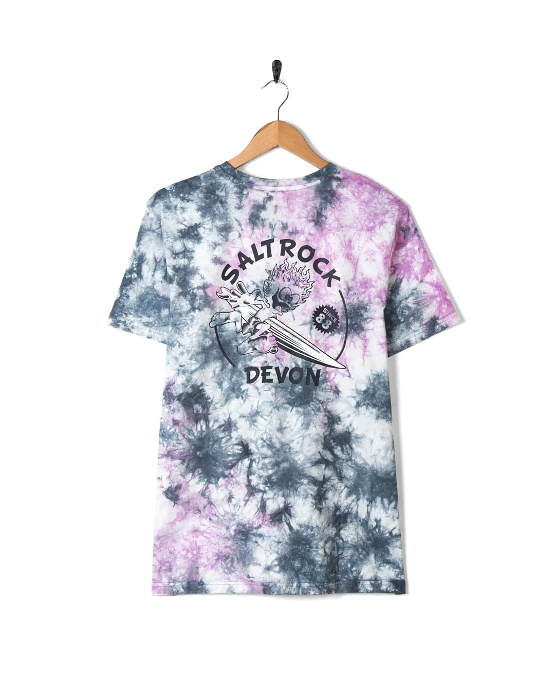 Wave Rider Devon - Mens Short Sleeve T-Shirt - Tie Dye Pink/Grey