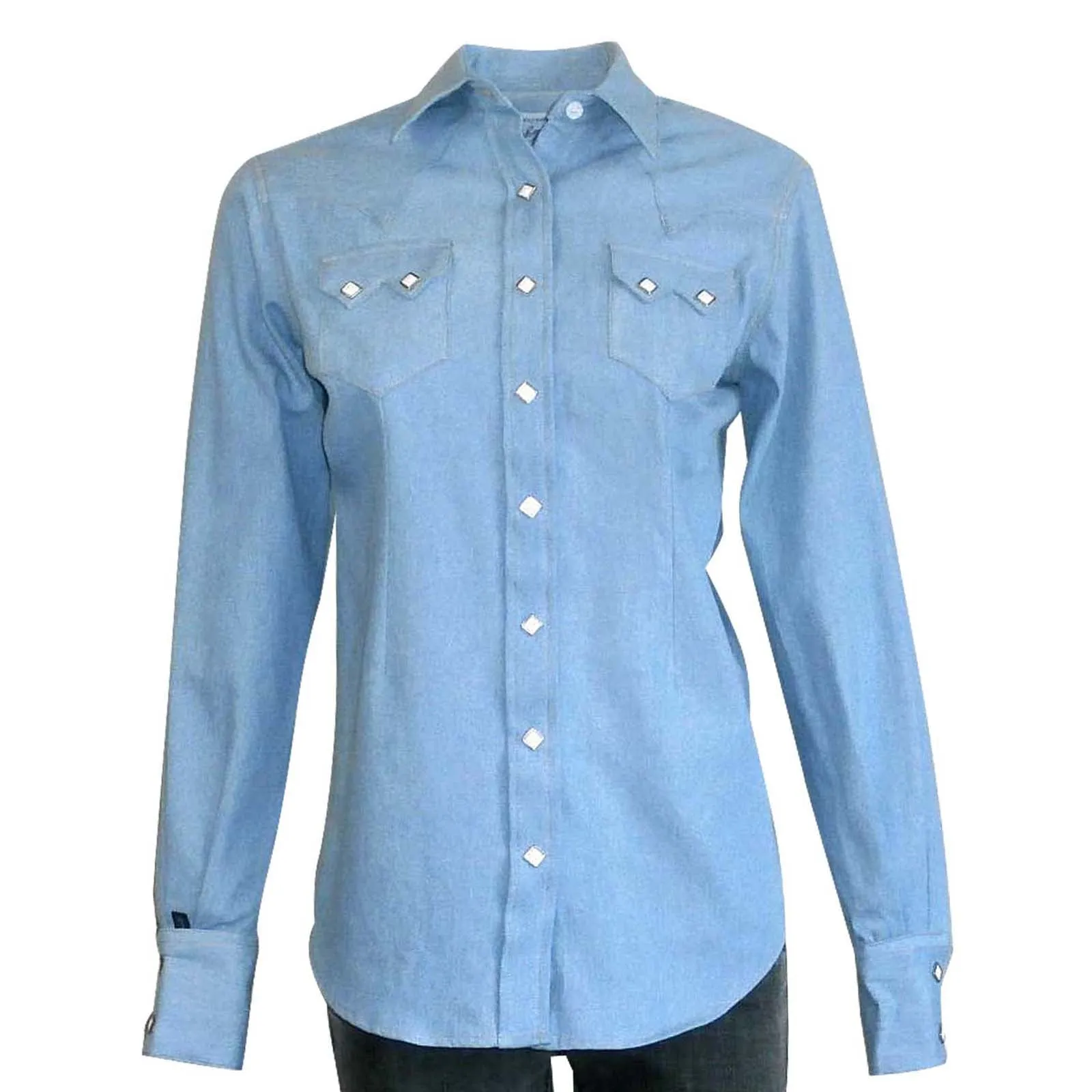 Women's Stonewashed Sawtooth Denim Western Shirt