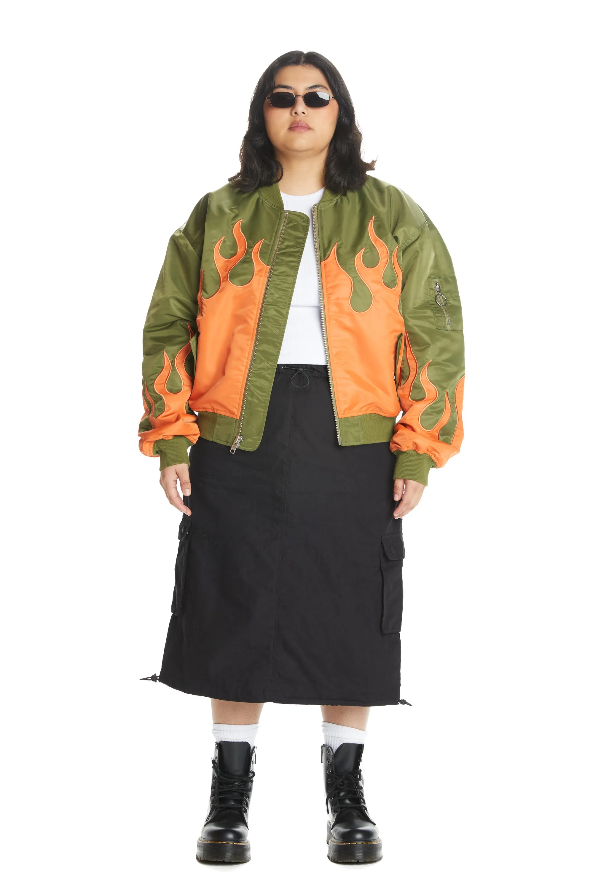 Zip Flames Bomber Jacket